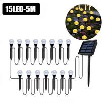 Saulės energija maitinami RGB LED girliandos su 8 režimais, 15/20/30 LED burbulų lauko šviestuvai sodui, kiemui, takui, vestuvių dekoravimui 1PC black