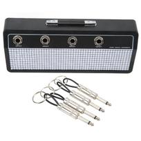 Guitar Plug Storage Box Wall Mounting Guitar Amplifier Key Holder Rack with 4Pcs Keychains black
