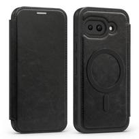 Google Pixel 9 Pro XL 9A 8 Pro dėklas Vientisos spalvos atlenkiamas odinis su kortelių skyriumi Matinis magnetinis smūgiams atsparus belaidžio įkrovimo telefono dangtelis Google Pixel 9 juoda