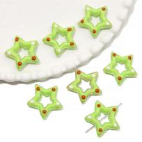 200Pcs Acrylic Oil Drop Hand-painted Empty Pentagram Beads for DIY Necklace Bracelet Earring Jewelry Making žalia