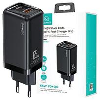 USAMS Žemė. Tinklas. 1Xusb-C+1Xusb T47 65W(Tik Galva) Pd greitas įkrovimas Super Si Black/Black Cc153Tc01  (Mes-Cc153)
