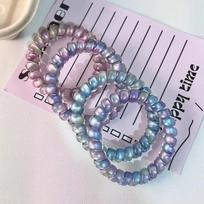 4PCS Fantasy Aurora Telephone Cord Hair Loop High Elastic Telephone Rope Hair Rope No Trace, No Harm to Hair Le Hair Small Size