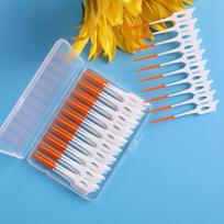 40psc/set Oral Care Tools Silicone Interdental Brushes Super Soft Dental Cleaning Brush Teeth Cleaner Dental Floss Toothpicks 40 oranžinė