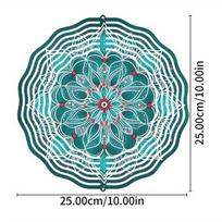10 Inch Vibrant Teal Pink Mandala Flower Wind Spinner with 360 Degree Hook for Garden Patio Decor Outdoor Hanging Art Gift 01A