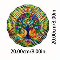 Vibrant 2D Flat Tree of Life Wind Spinner - 8-Inch Multicolor Outdoor Garden Decor, Durable Plastic Windmill for Patio, Lawn & Yard, No Electricity 01A