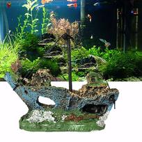 Aquarium Fish Tank  Pirate Ship Wreck Ship Decor Resin  Ornament One Size juoda
