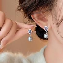 Zir*****val Water Drop Pearl Earrings Light Luxury Elegant Earrings Fashion High Temperament Earrings