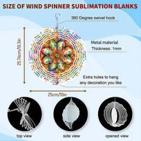 Vibrant 2D Metal Wind Chime for Outdoor Garden Decor Durable Anodized Windmill with Colorful Ribbons West Siberian Mandala Design