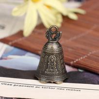 Antikvarinis varpas Kinijos mini skulptūra Pray Guanyin Buddha Bell Shui Feng Bell bronza