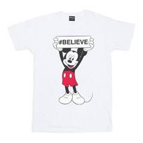Disney Womens/Ladies Mickey MouseBelieve Cotton Boyfriend T-Shirt S balta