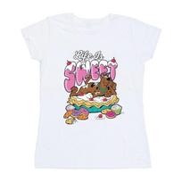 Scooby Doo Womens/Ladies Life Is Sweet Cotton T-Shirt XL balta