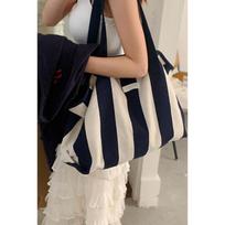 Bag Lazy Wind Underarm Bag New Casual Striped Canvas Bag Large Capacity Shoulder Shopping Bag Bag black
