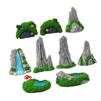 9Pcs Mini Bonsai Figurines, Landscape Statues, Pool Decorative Ornaments,Miniatures Scene for