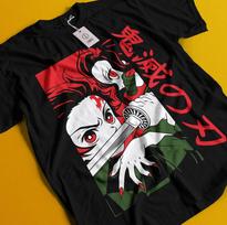Demon Slayer Shirt Tanjiro Tshirt Nezuko T-Shirt Muzan Doma Tee Inosuke Zenitsu S white