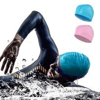 2pcs Swimming Caps 59-60cm High-elasticity Ergonomic Design Bathing Hats Swimming Equipment For Long/short Hair pink + lake blue #1
