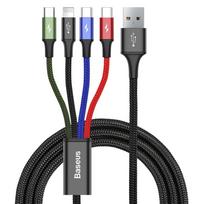 4-in-1 USB Cable Iphone Lightning 2 x USBC microUSB Nylon Braided 35A 12m Black