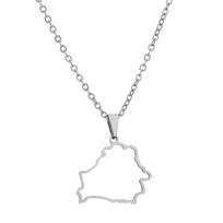 Belorussia Map Necklace Stainless Steel Birthday Jewelry Gifts Silver/Gold sidabras