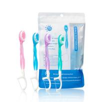 Portable 5in1 Travel Toothbrush Set Disposable Individually Wrapped with Toothpaste Tongue Scraper Flosses Kit for Adults & Kids