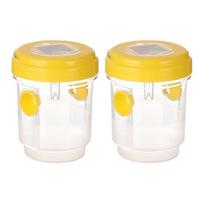 Hanging Wasp Trap Reusable Fruit Fly Trap Eco-friendly Detachable Plastic Hornet Trap with Two Entrances for Garden Orchard Effective Insect Control 2pcs geltona