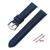 Wristband 20mm 22mm Sailcloth Watch Strap for Omega for Seiko Business Sport Nylon Bracelet Black Clasp Quick Release Belt Band 22mm&Silver Buckle mėlyna