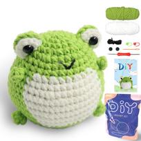 YAMAXIN Frog DIY Crochet Kit for Beginners Easy Craft Tool Set with Small Octopus Themed Design Knitting Arts And Crafts Project šviesiai žalios spalvos