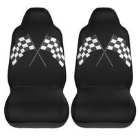 Racing Flag Pattern Print 2 PCS Car Seat Covers Front Auto Seat Cover Breathable Car Bucket Seats Protector Covers Universal Fit juoda