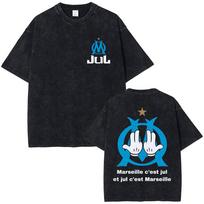 Vintage Washed France Rapper Jul T-shirts Music Album Marseille E'est Jul T Shirt Men Women Hip Hop Oversized T-shirt Streetwear S