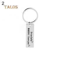Trucker Dad Gift Drive Safe Keychain Carving Letter Tag Pendant Men Key Ring Suspension Trinket 2#
