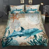 Dolphin Cover Ocean Coverlet Doona Cover Mandala Romantic Soft  AU Double, AU King EU Double (3pcs) white