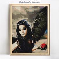Cross Stitch Rhinestones Portrait 5D DIY Diamond Painting Woman Mosaic Full Round Diamond Embroidery 20X30CM gray