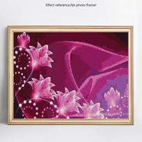 Deimantinis paveikslas gėlių kryželiu Siuvinėjimas Kalnų krištolu 5D „pasidaryk pats“ visiškai apvalus deimantinis siuvinėjimas 20X30CM pink