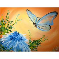 5D DIY Diamond Painting Butterfly and Blue Flower Diamond Embroidery Mosaic Cross Stitch Rhinestone 20X30CM beige