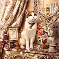 Diamond Painting Cross Stitch Kits Animal Cat Diamond Embroidery Resin Rhinestones Needlework 30x30CM brown