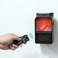 Mini Electric Wall-outlet Flame Heater Air Warmer Ceramic Heating Stove Radiator Wall Handy Fan EU Plug black