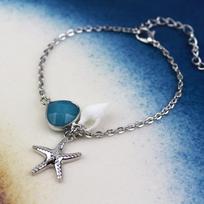 Scione Bohemian Pentagram Pendant Bracelet Simple Blue Gem Starfish Bracelet Female mėlyna