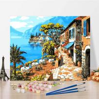 Namų dekoravimas Skaitmeninė aliejinė tapyba ant drobės Skaičiai Aliejinės tapybos menas „Pasidaryk pats“ Tapyba pagal skaičius 40x50cm no frame blue
