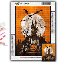 5D DIY Diamond Painting Halloween Pumpkin And Witch Castle Cross Stitch Diamond Art Embroidery  Mosaic Home Deco Full Round 20X30CM