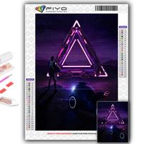 Popular 5D Diy Cross Stitch CyberPunk Geometric Aesthetics Painting Full Drill Cross-Stitch Crafts Kit Wall Sticker Home Decor Full Round 20X30CM