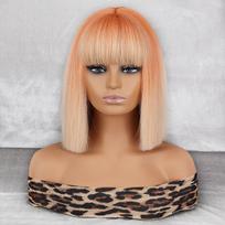 MISS WIG Short Straight Red and Green Wigs with Bangs for Women Synthetic Fiber Short Straight Bob Cosplay Christmas Hair R8-34