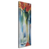 Drobės spaudinys Raudonos gėlės vaza 30x90 mėlyna