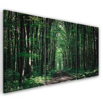 Trijų dalių paveikslų spaudinys ant drobės Miško žalia gamta 60x40 žalia
