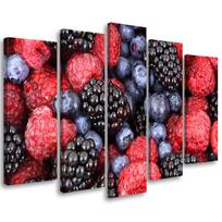 Penkių dalių paveikslų spauda ant drobės Raspberries Fruits 100x70 įvairiaspalvis