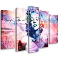 Penkių dalių paveikslų spaudinys ant drobės Marilyn Monroe Color 100x70 rožinė