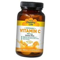 Vitaminas C kramtomasis, Chewable Vitamin C 500, Country Life  90 tabl. Apelsinas (36124098) 90tab Orange