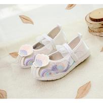 Hanfu siuvinėti batai mergaičių senovinio stiliaus rankų darbo vaikiški šokių bateliai kinų stiliaus senoviniai kostiumai siuvinėti batai vaikiški batai vasara 25 beige