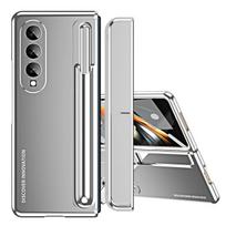 Priekinė stiklo apsauginė plėvelė S rašiklio dėklas, skirtas Samsung Galaxy Z Fold 4 Fold4 Fold5 Fold 5 5g Zfold4 Zfold5 Mobiliojo telefono dangtelis Coque for samsung z fold 5 sidabras