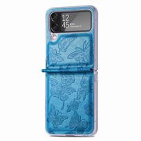 For Samsung Galaxy Z Flip 4 Zflip4 Case Vintage Elegant Butterfly Print Leather Folding Shockproof Protection Cover Accessories For Samsung Z Flip 4 mėlyna