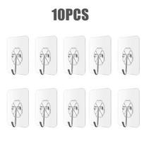 10 vnt. Skaidrūs nerūdijančio plieno stiprūs lipnūs kabliukai Daugiafunkcinis raktų laikiklis virtuvei, vonios kambariui, durims, sienai Transparent-10PCS