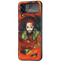 Telefono dėklas, skirtas Samsung Galaxy Zflip Z Flip 4 Z Flip 3 5g Zflip3 Flip4 Flip3 maišelis, atsparus smūgiams juodas dangtelis Japan Demon Slayer Samsung Z Flip 5G