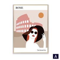 Romantic France Paris Pink Flower Canvas Posters and Prints Fashion Girl Scandinavian Love Wall Art Painting Decorative Pictures 21cm×30cm NoFrame